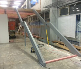 In progress custom steel stairs - Katmandu Petone - Elliott Engineering