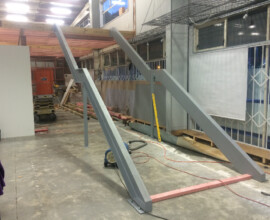 In progress custom steel stairs - Katmandu Petone - Elliott Engineering