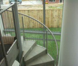 Custom Internal Spiral Staircase with Steel handrail and wire balustrade