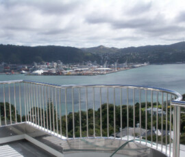 Custom steel balustrade and handrail over looking Wellington Harbour - Paliser Rd - Elliott Engineering