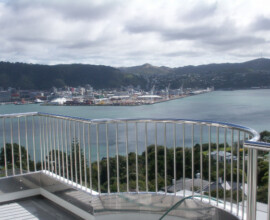 Custom steel balustrade and handrail over looking Wellington Harbour - Paliser Rd - Elliott Engineering